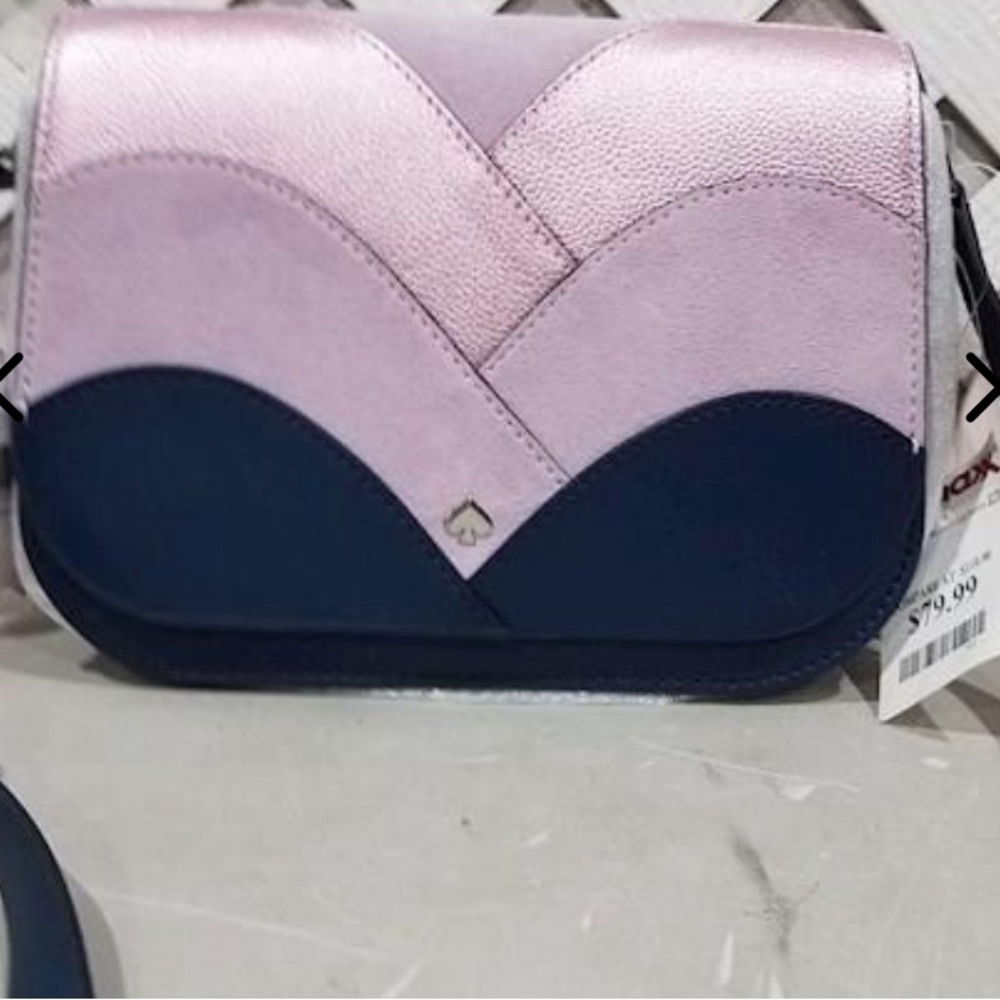 Kate♠️ Spade Blue & Lavender Nadine Patchwork Medium Flap Shoulder Bag W/COA NWT